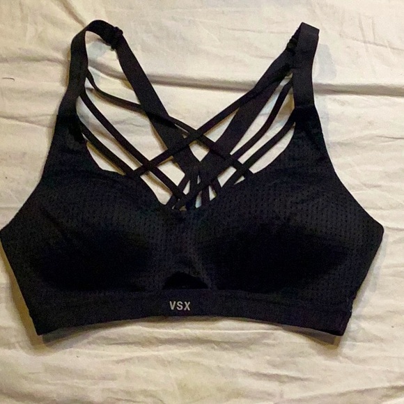 VSX VICTORIA’S SECRET BLACK STRAPPY SPORTS BRA SZ.34C - Picture 1 of 4